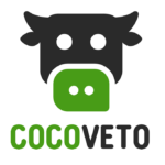 Logo de CocoVeto avec les ecritures noir et vert avec la vache